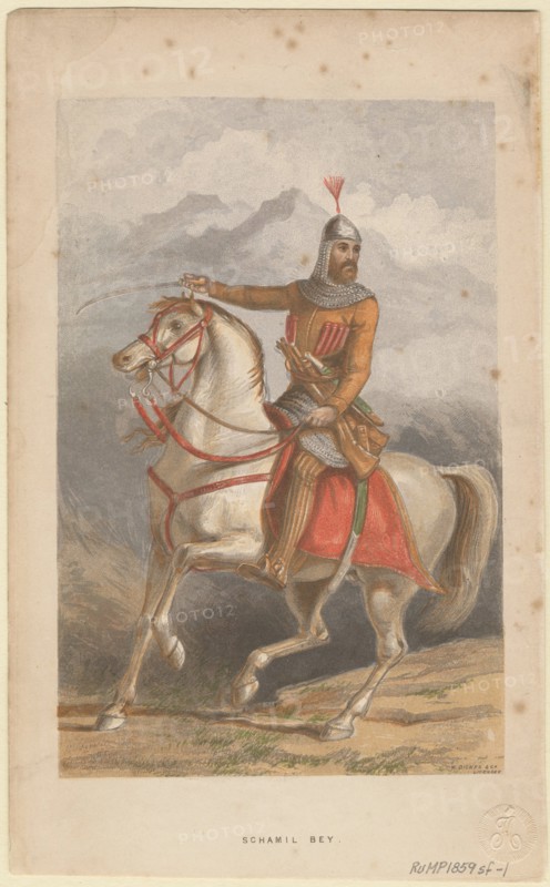 Imam Shamil (1797-1871). Artist: Dickes, William (1815-1892)