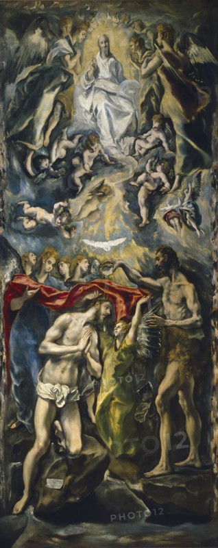 The Baptism of Christ, 1597-1600. Artist: El Greco, Dominico (1541-1614)