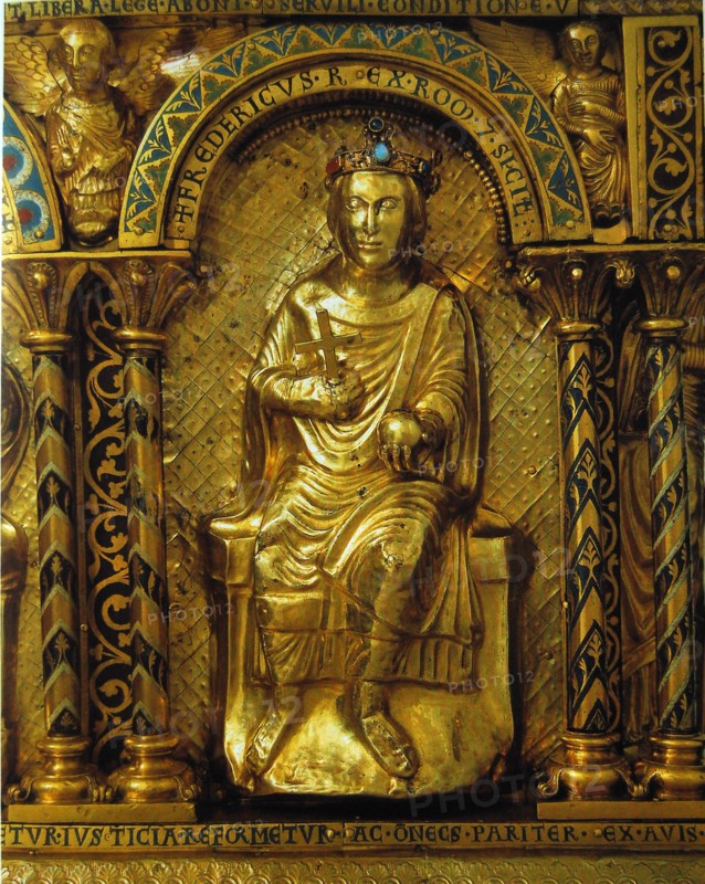 The Shrine of Charlemagne, Detail: Frederick II, Holy Roman Emperor, 1215. Artist: West European Applied Art