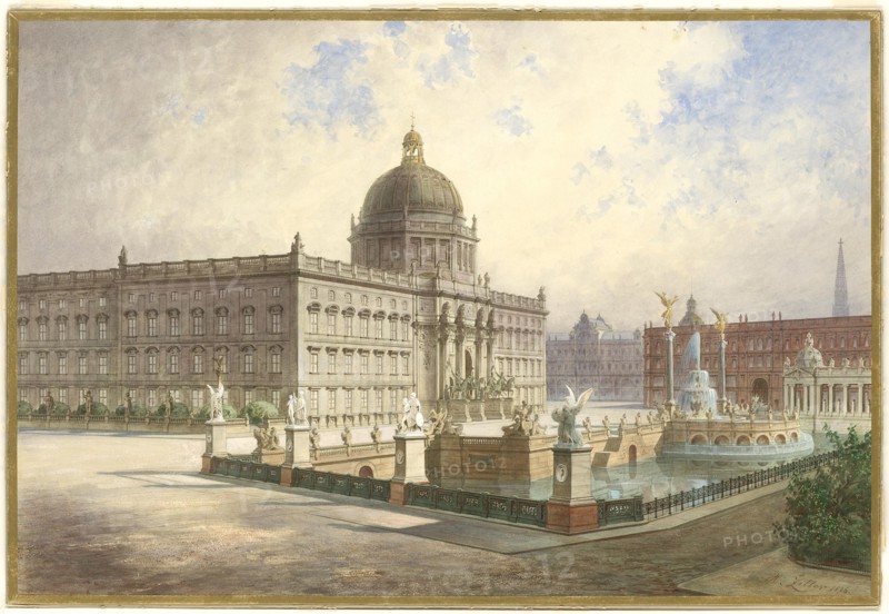 The Berliner Stadtschloss. View of the palace facade from the palace bridge, 1886. Artist: Ziller, Hermann (1843-1915)