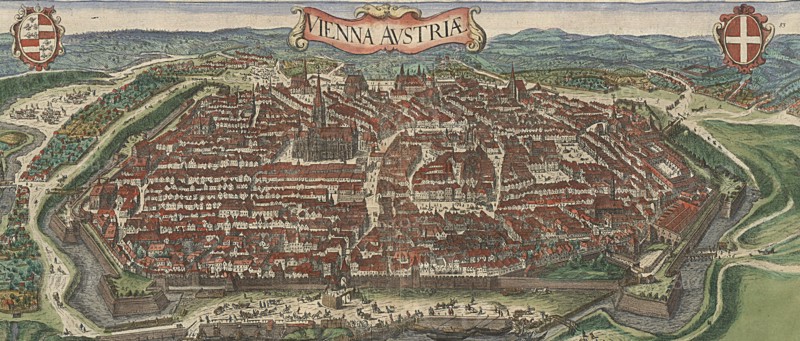 Bird's-eye view of Vienna from North, 1609. Artist: Hoefnagel, Jacob (1575-c. 1630)