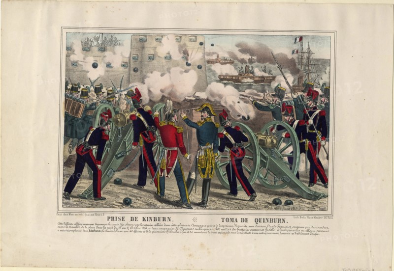 Bombardment of Kinburn, 1855. Artist: Anonymous