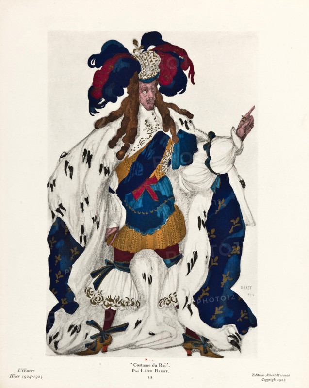 King. Costume design for the ballet Sleeping Beauty by P. Tchaikovsky, 1921. Artist: Bakst, Léon (1866-1924)