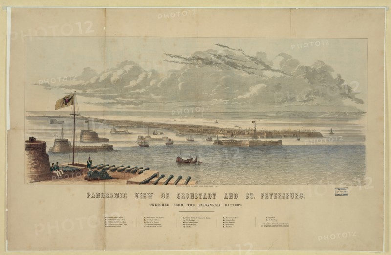 Panoramic view of Kronstadt and St. Petersburg. Artist: Anonymous