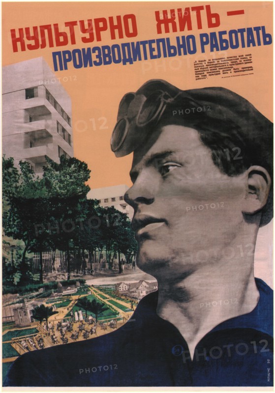 Cultured life - work with high productivity, 1932. Artist: Klutsis, Gustav (1895-1938)