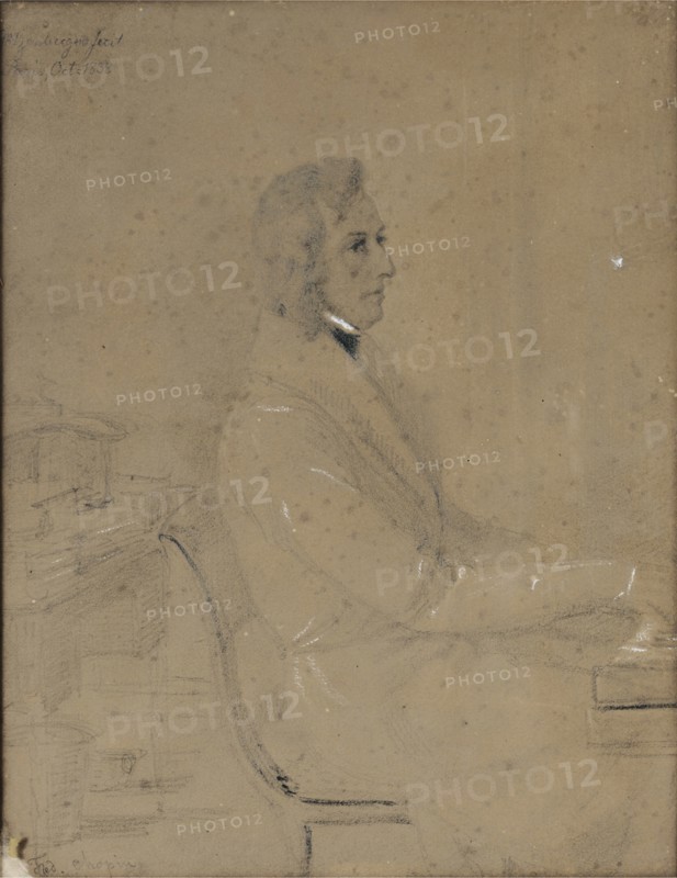 Frédéric Chopin at piano. Artist: Götzenberger, Jakob (1802-1866)