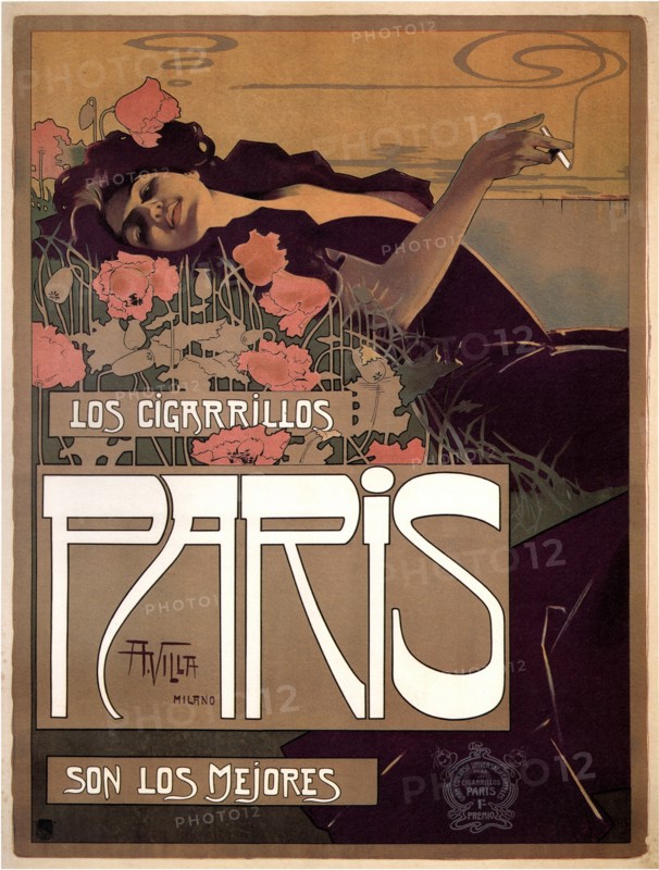 Los Cigarillos Paris, 1901. Artist: Villa, Aleardo (1865-1906)
