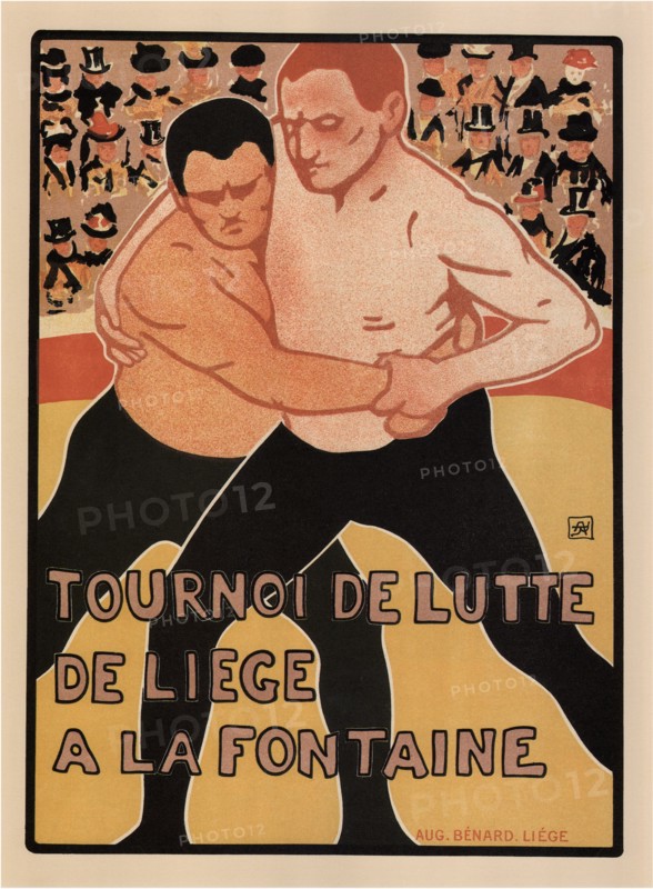 Wrestling tournament, Liège, 1899. Artist: Rassenfosse, Armand (1862-1934)