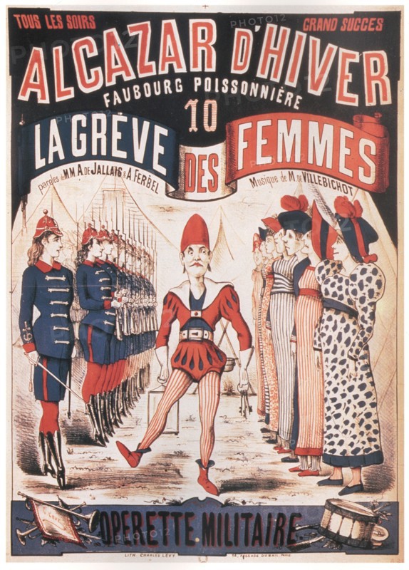Poster for the Operetta La Grêve des femmes by A. de Villebichot, 1879-1880. Artist: Lévy, Charles (1820-1899)