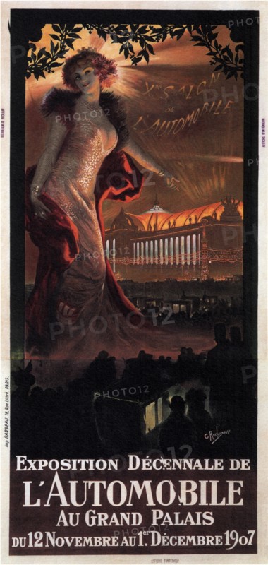 Exposition décennale de l'Automobile au Grand Palais, 1907. Artist: Rochegrosse, Georges Antoine (1859-1938)