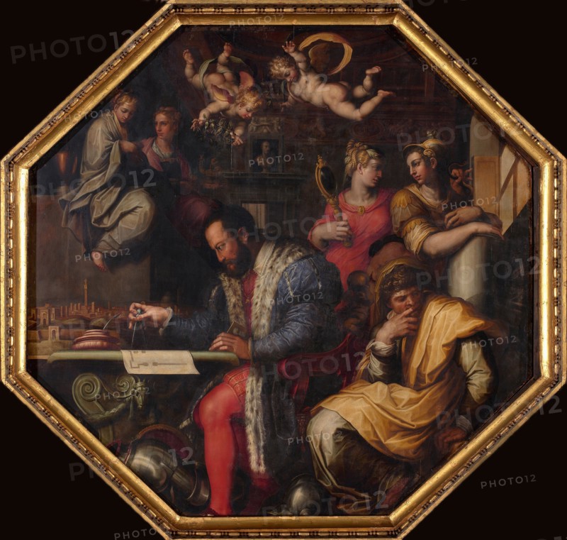 Cosimo studies the taking of Siena, 1563-1565. Artist: Vasari, Giorgio (1511-1574)