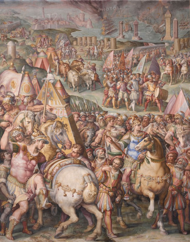 The emperor Maximilian lifts the Siege of Livorno, 1568-1571. Artist: Vasari, Giorgio (1511-1574)