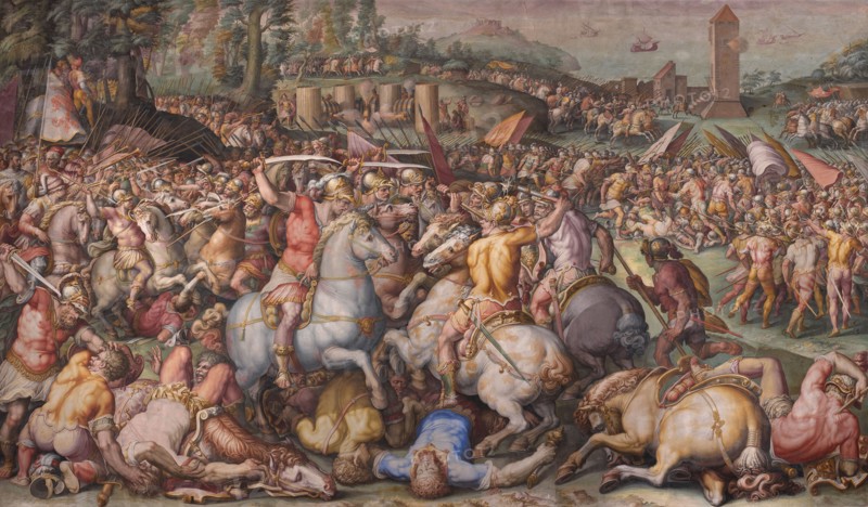 The rout of the Pisans at Torre San Vincenzo, 1568-1571. Artist: Vasari, Giorgio (1511-1574)