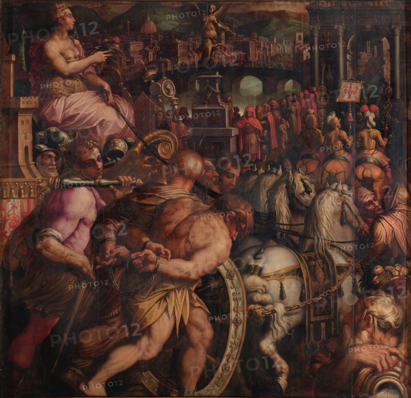Triumph after the victory of Pisa, 1563-1565. Artist: Vasari, Giorgio (1511-1574)