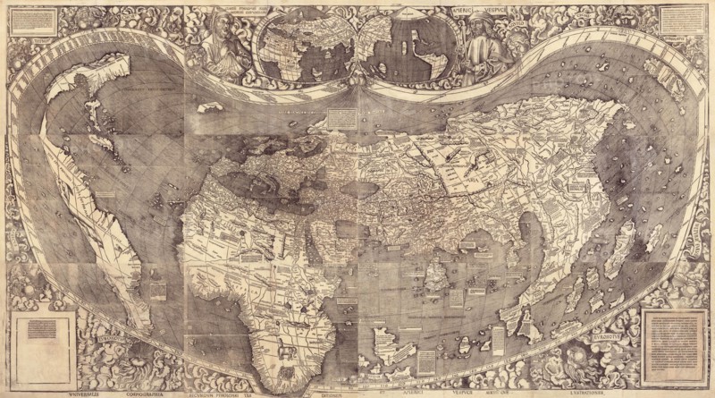 World map Universalis Cosmographia, 1507. Artist: Waldseemüller, Martin (ca 1472-1520)