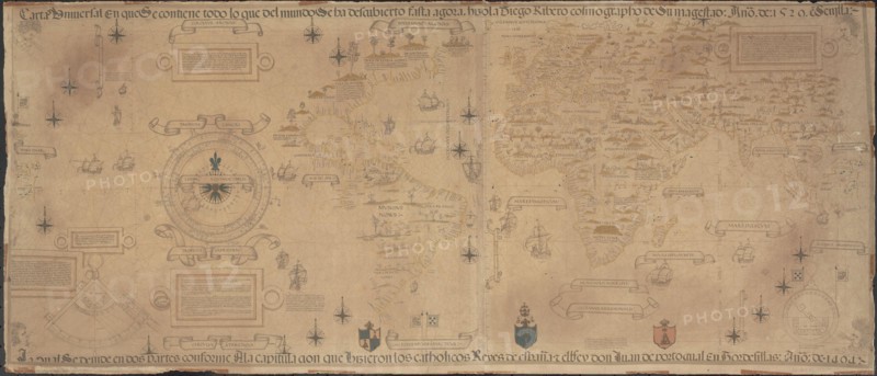 World Map (Propoganda), 1529. Artist: Ribeiro, Diogo (?-1533)