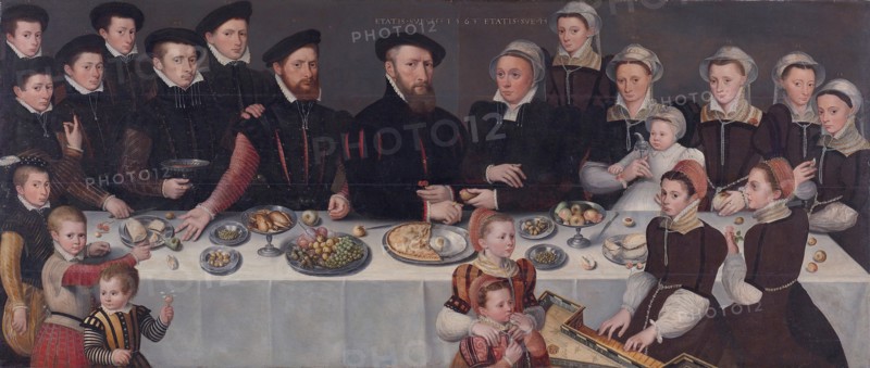 Family-portrait of Pierre de Moucheron, merchant in Middelburg and Antwerpen, his wife Isabeau de Ge Artist: Anonymous