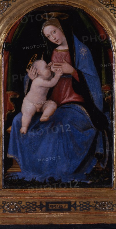 Triptych, central panel: Enthroned Maria lactans, 1500. Artist: Albertinelli, Mariotto (1474-1515)