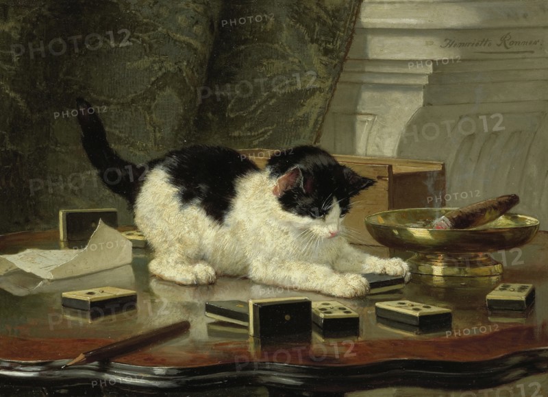 Kitten's Game, ca 1860-1870. Artist: Ronner-Knip, Henriëtte (1821-1909)