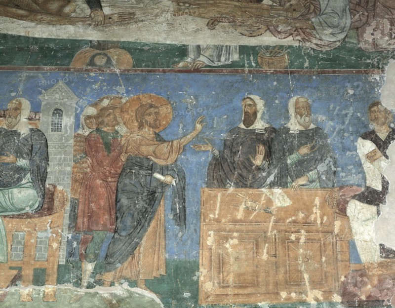 Christ Before Annas and Caiaphas, 12th century. Artist: Ancient Russian frescos