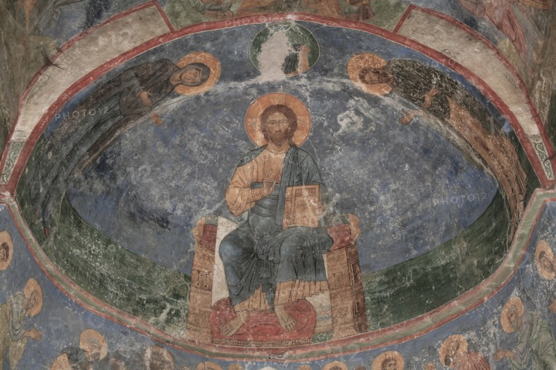Christ Enthroned (Saviour of the World), 12th century. Artist: Ancient Russian frescos