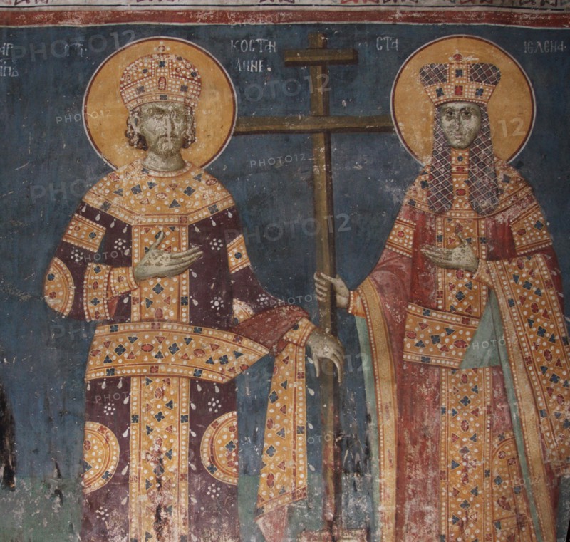 Exaltation of the Cross. Saints Constantine the Great and Helena, 1321-1322. Artist: Anonymous