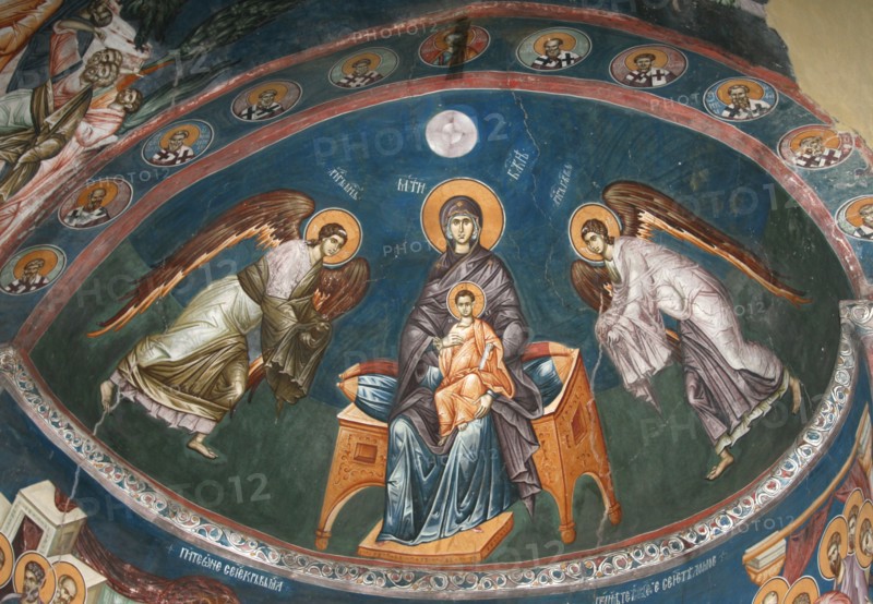 The Virgin Enthroned with Christ Emmanuel with Archangels Michael und Gabriel, 14th century. Artist: Anonymous