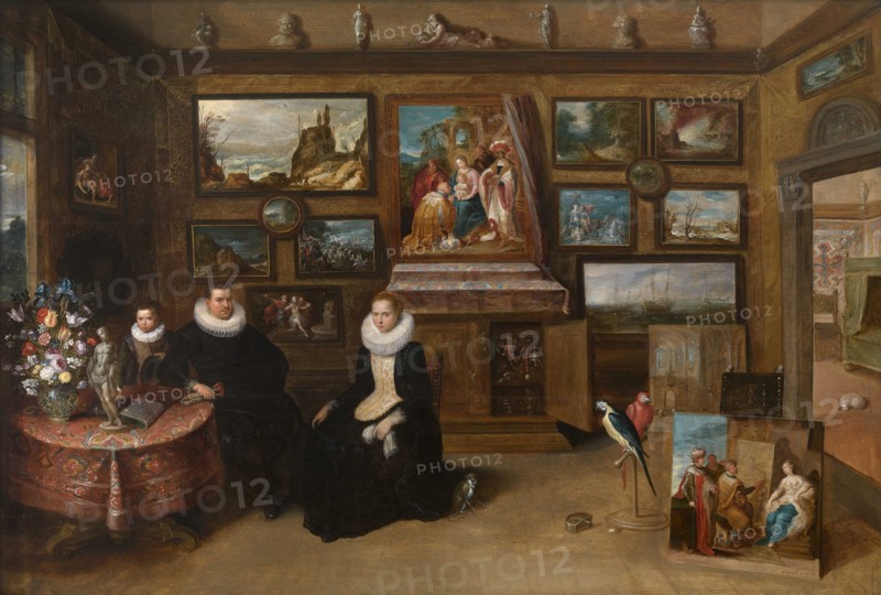 The Kunstkammer with a married couple and their son, First third of 17th cen.. Artist: Francken, Frans, the Younger (1581-1642)