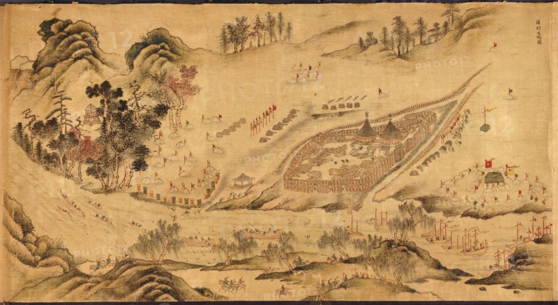Map with a Russian camp in Eastern Siberia, 1689-1722. Artist: Chinese Master