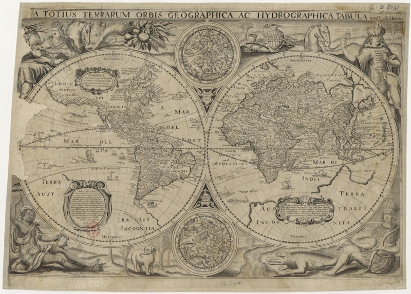 Nova totius terrarum orbis geographica ac hydrographica tabula (Map of the world), 1631. Artist: Hondius, Jodocus (1563-1612)