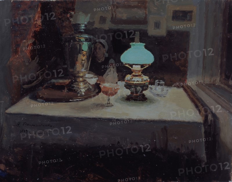 At the samovar, 1899. Artist: Kalinichenko, Jakov Jakovlevich (1869-1938)