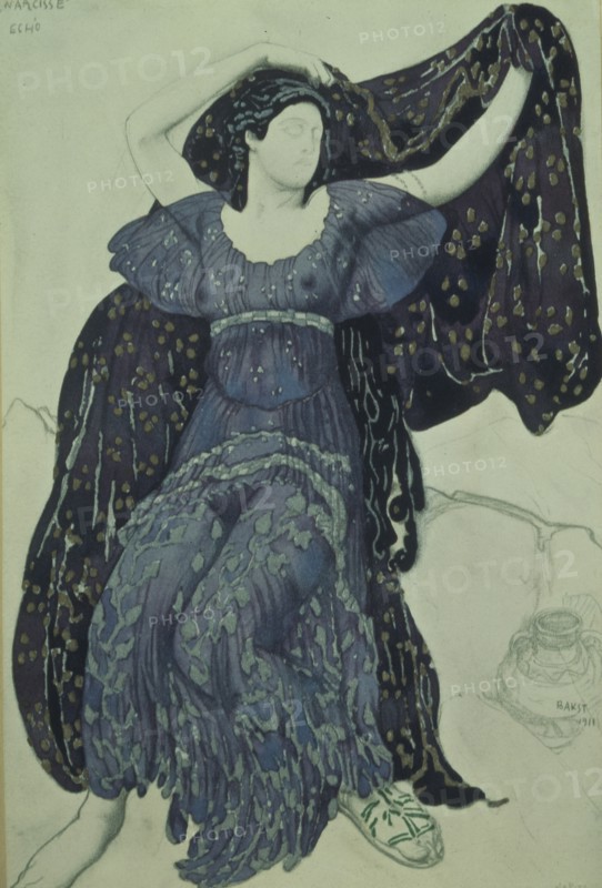 Nymph Echo. Costume design for the ballet Narcisse by N. Tcherepnin, 1911. Artist: Bakst, Léon (1866-1924)