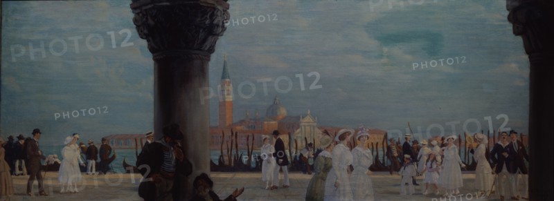 Promenade in Venice, 1907-1908. Artist: Kustodiev, Boris Michaylovich (1878-1927)