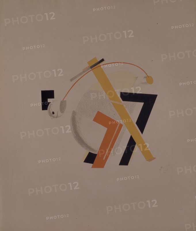 Old resident. Figurine for the opera Victory over the sun by A. Kruchenykh, 1920-1921. Artist: Lissitzky, El (1890-1941)