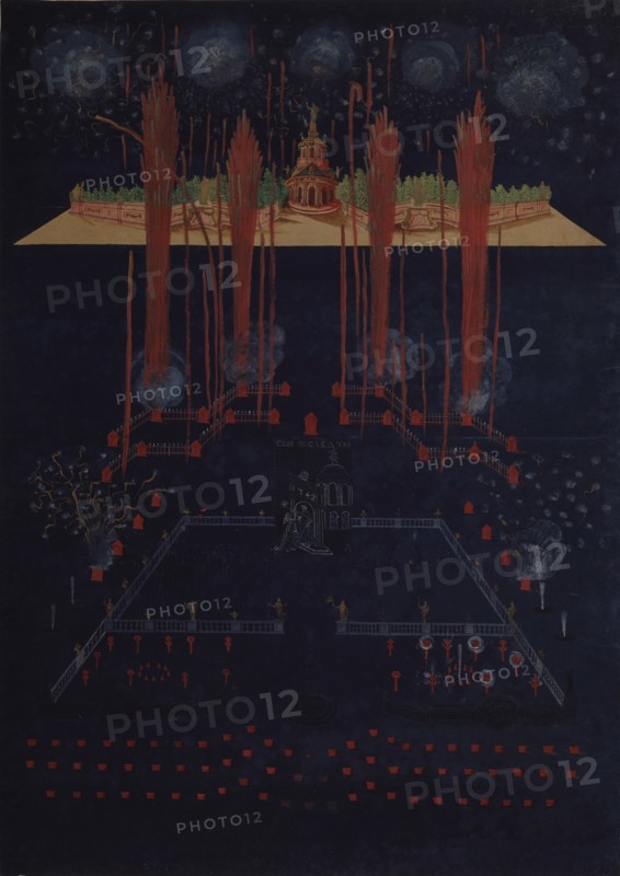 Fireworks and illumination on February 10, 1742, Mid of the 18th cen.. Artist: Anonymous