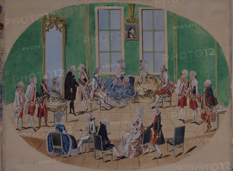Grand Duke Pavel Petrovich and Grand Duchess Maria Fyodorovna in Vienna in 1782, 1782. Artist: Loeschenkohl, Johann Hieronymus (1753-1807)
