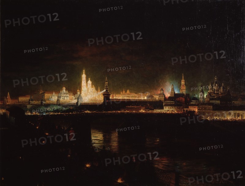 Illumination of the Moscow Kremlin, 1883. Artist: Hofman, Oskar Adolfovich (1851-1912)