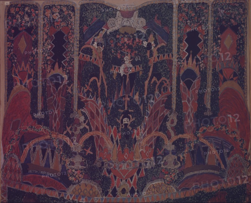 Design of Masquerade curtain for the theatre play The Masquerade by M. Lermontov, 1917. Artist: Golovin, Alexander Yakovlevich (1863-1930)