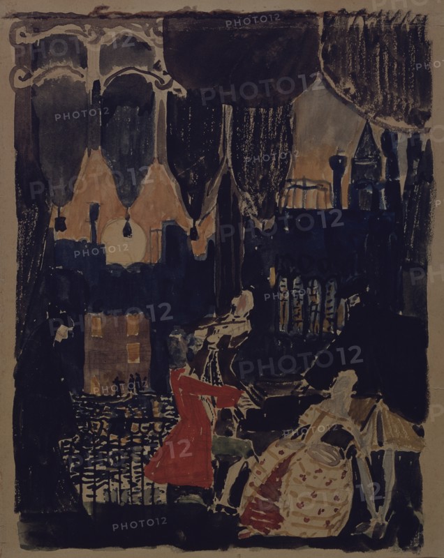 Stage design for the opera Mozart and Salieri by N. Rimski-Korsakov, 1902 (?). Artist: Golovin, Alexander Yakovlevich (1863-1930)