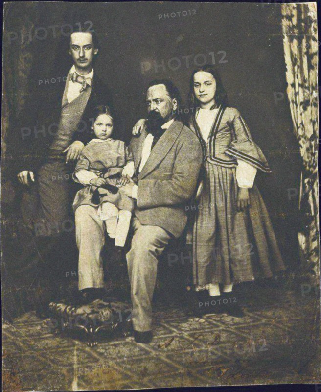 Alexander Herzen with his children after the death of his wife Natalie Artist: Anonymous