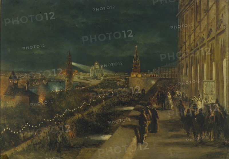 Illumination of Moscow on the occasion of the Coronation of Emperor Alexander III on 15th May 1883. Artist: Makovsky, Nikolai Yegorovich (1842-1886)