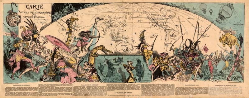 Carte des voyages très extraordinaires de Saturnin Farandoul. Artist: Robida, Albert (1848-1926)