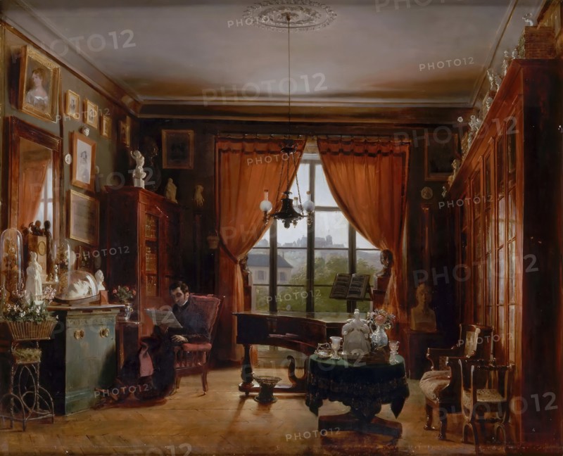 Pierre-Joseph-Guillaume Zimmermann in his Apartment in the Square d'Orléans, Paris. Artist: Lafaye, Prosper (1806-1883)