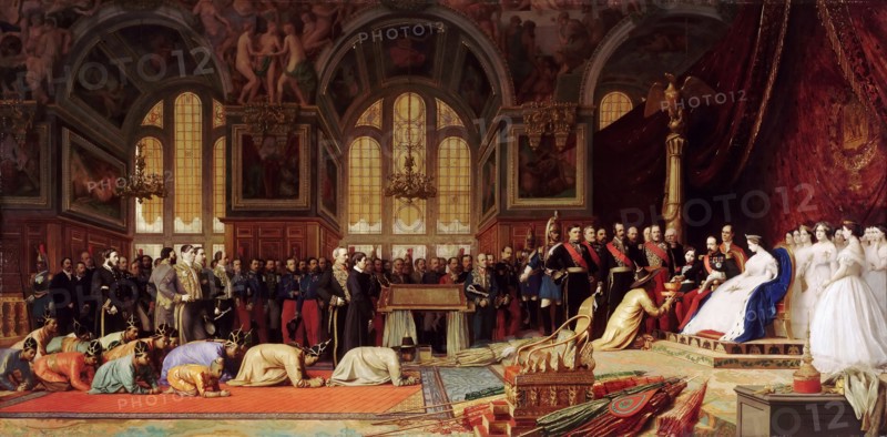 Reception of the Ambassadors of Siam by Napoleon III at the Palace of Fontainebleau on June 27, 1861 Artist: Gerôme, Jean-Léon (1824-1904)