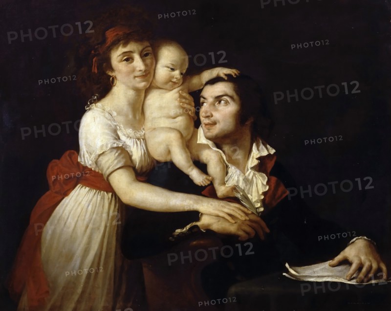 Camille Desmoulins with his wife Lucile and child. Artist: David, Jacques Louis (1748-1825)