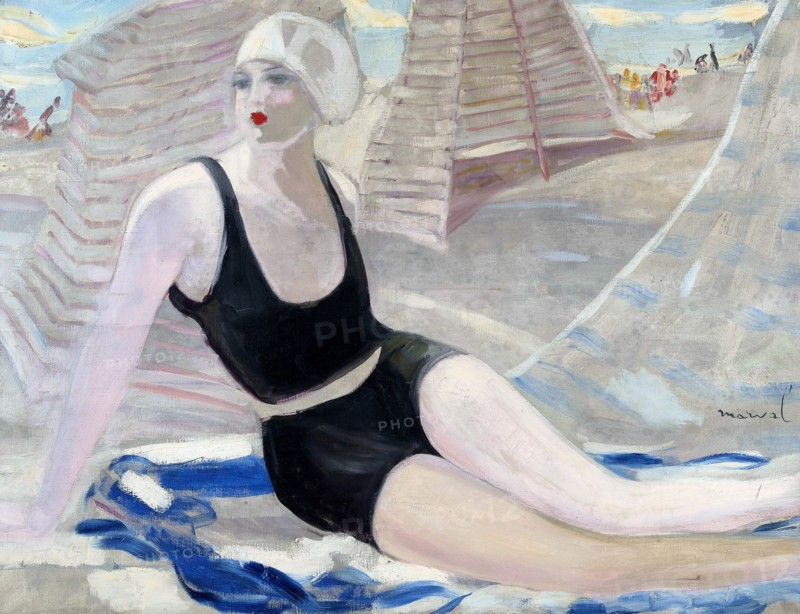 Bather in black swimming suit. Artist: Marval, Jacqueline (1866-1932)