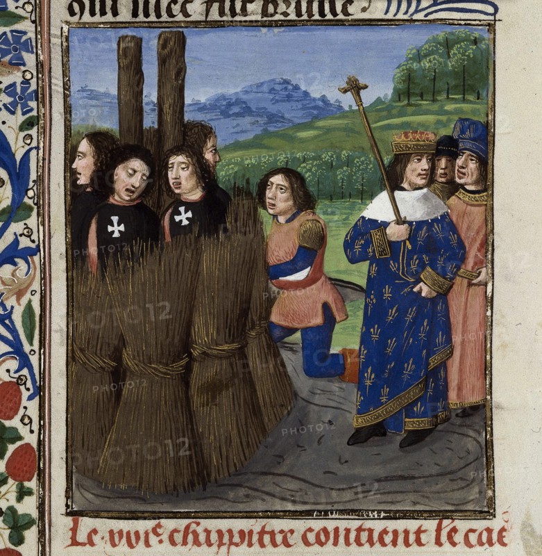 The burning of Templars (From: De casibus virorum illustrium by Giovanni Boccaccio). Artist: Master of the White inscriptions (active ca 1480)