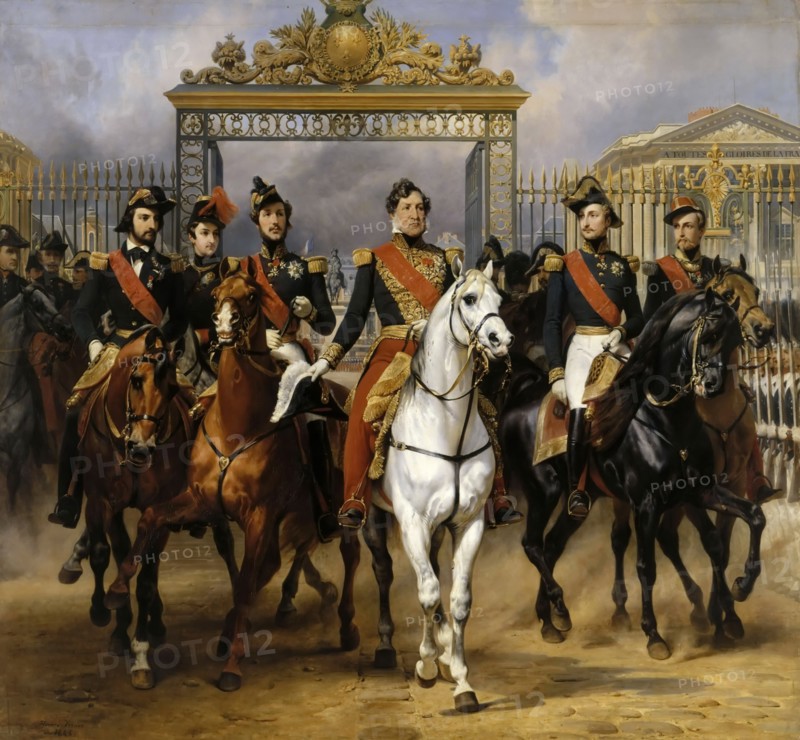 Louis Philippe and his sons to horse at this leave Versailles of lock, June 10, 1837. Artist: Vernet, Horace (1789-1863)