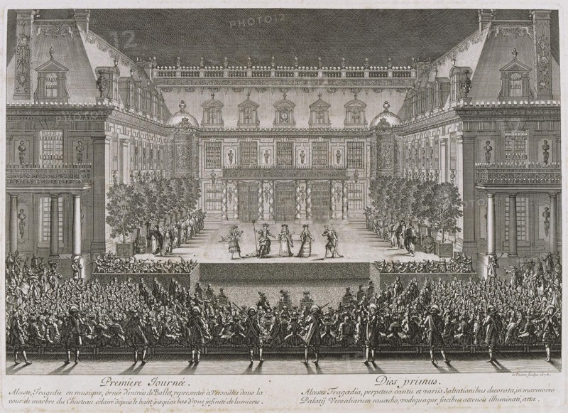Jean-Baptiste Lully's opera Alceste being performed in the marble courtyard at the Palace of Versail Artist: Le Pautre, Jean (1618-1682)