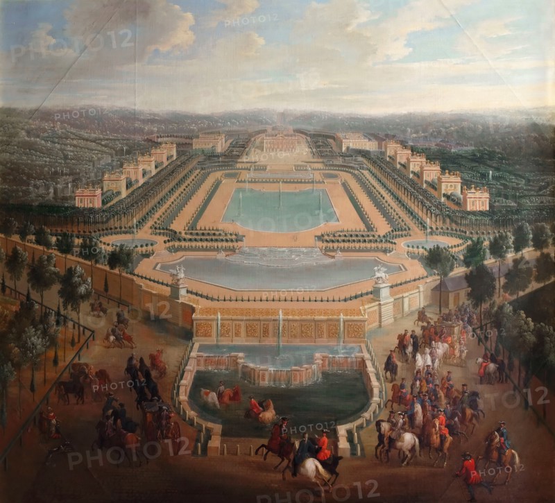 General view of the chateau and pavilions at Marly. Artist: Martin, Pierre-Denis II (1663-1742)